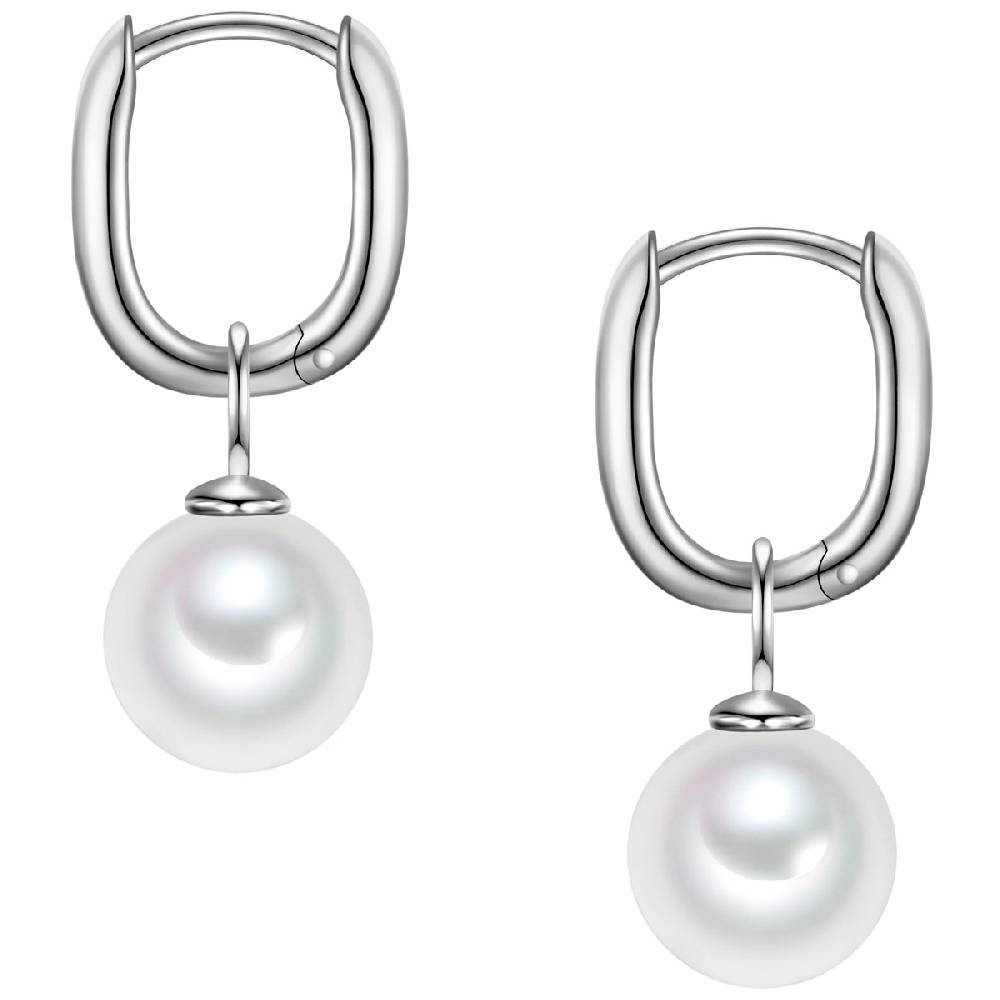 Rafaela Donata Creolen Sterling Silber Zirkonia weiß Muschelkernperle weiß Valentinstagsangebot