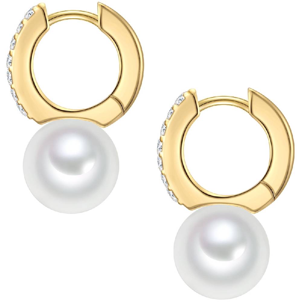 Rafaela Donata Creolen Sterling Silber gelbgold Südsee-Muschelkernperle weiß Zirkonia weiß Bis zu 50% Rabatt