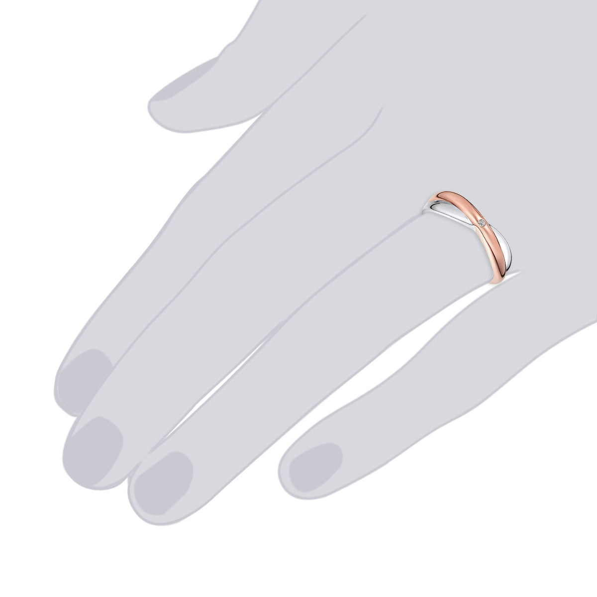 Rafaela Donata Ring Sterling Silber bi-Color Diamant weiß Speichern exportieren