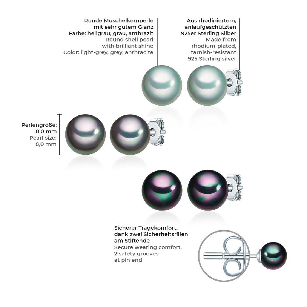 Rafaela Donata 3er Set Ohrstecker Sterling Silber Muschelkernperle multicolor Preisnachlass