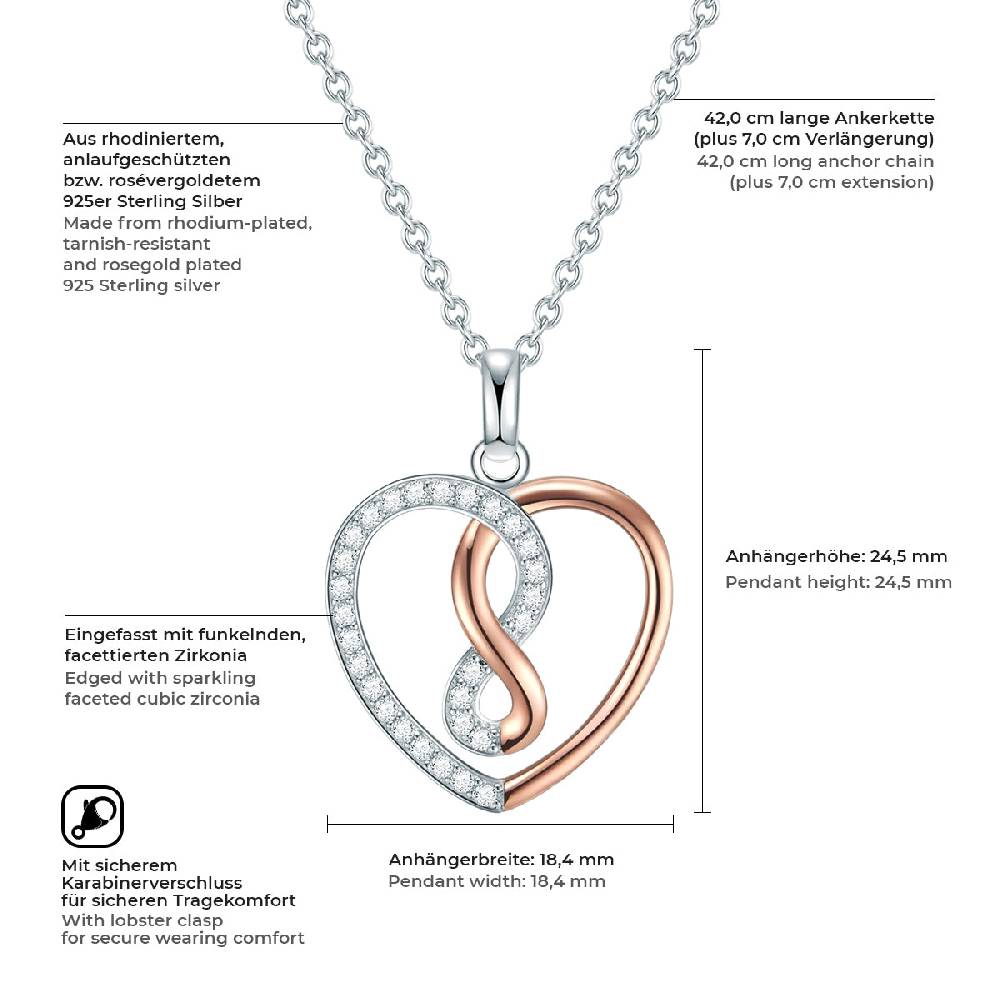 Rafaela Donata Kette mit Anhänger Sterling Silber bi-Color Zirkonia weiß 50% Rabatt für begrenzte Zeit