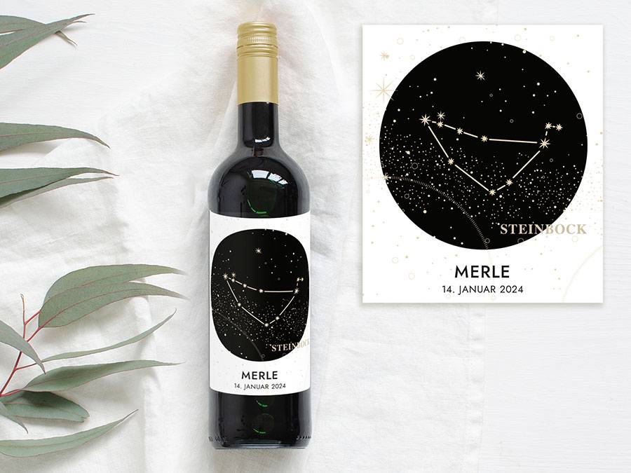 Renna Deluxe Personalisiertes Weinlabel mit Sternzeichen als Geschenk Neueste Mode