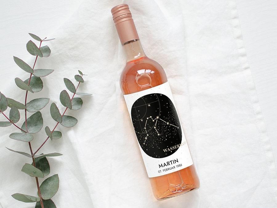 Renna Deluxe Personalisiertes Weinlabel mit Sternzeichen als Geschenk Neueste Mode