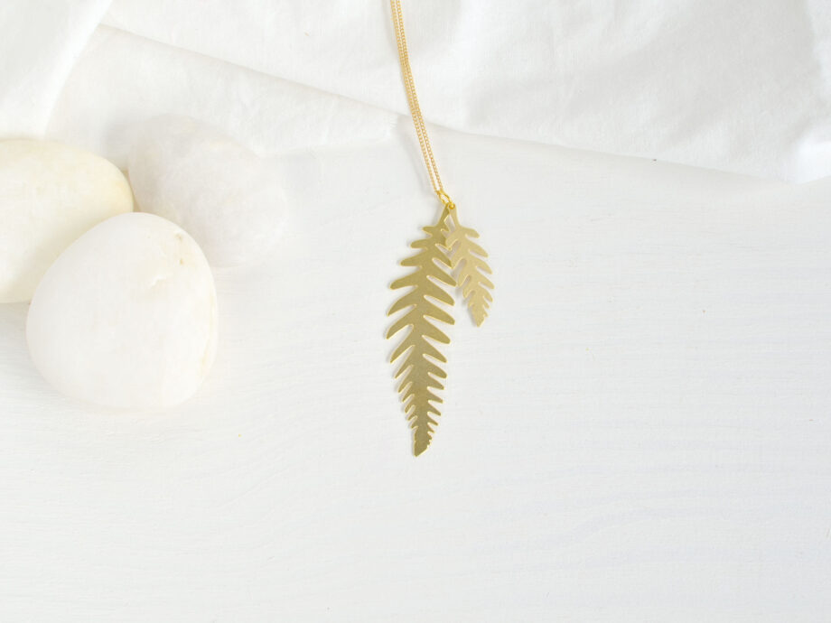 Renna Deluxe Lange goldene Kette mit Farn Clearance-Verkauf