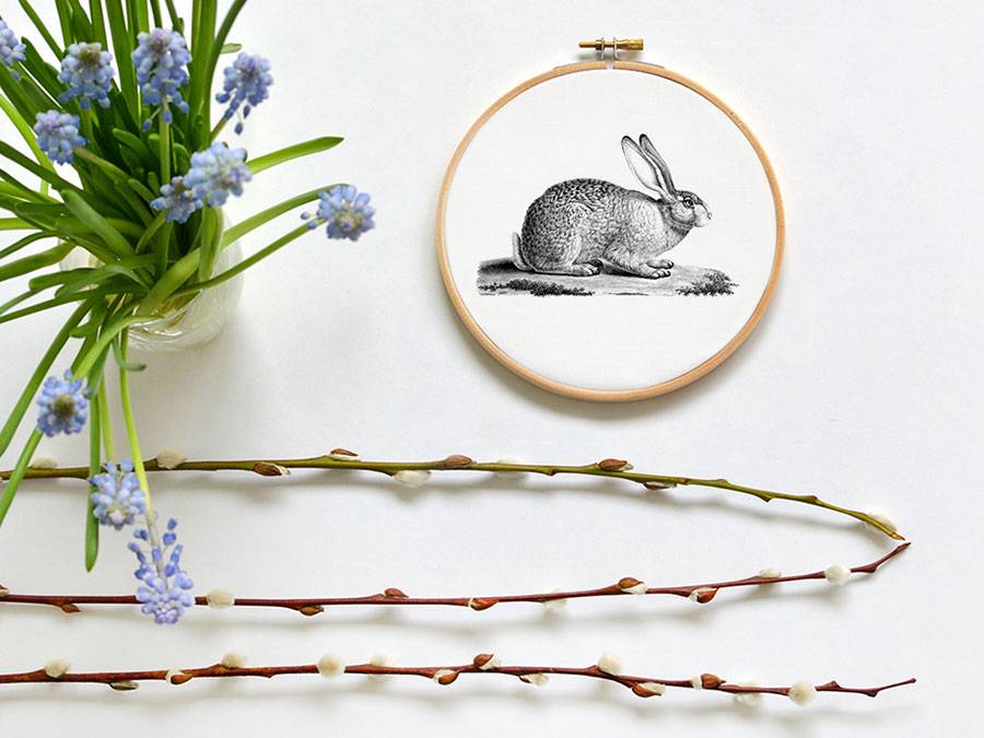 Renna Deluxe Hase _ Bild im Stickrahmen Fabrikladen