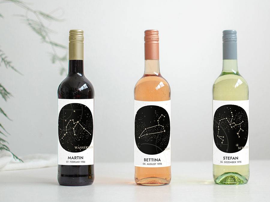 Renna Deluxe Sternzeichen Löwe | Personalisiertes Weinlabel Super Sparpreis