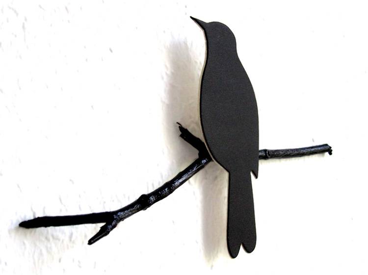 Renna Deluxe Amsel in Schwarz Wandobjekt Fabrikpreis