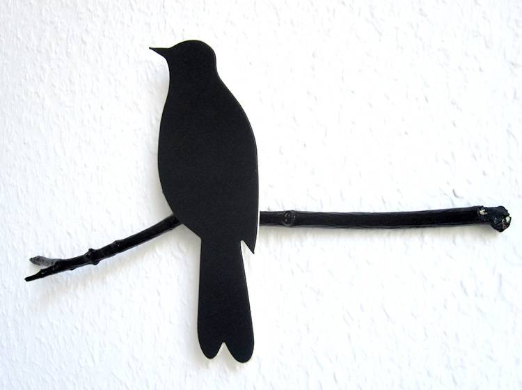 Renna Deluxe Amsel in Schwarz Wandobjekt Fabrikpreis