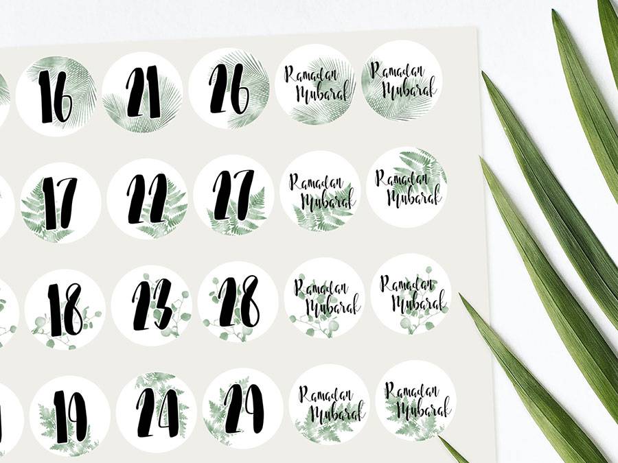 Renna Deluxe RAMADAN Kalender Zahlensticker mit schwarzen Tüten Preisnachlass