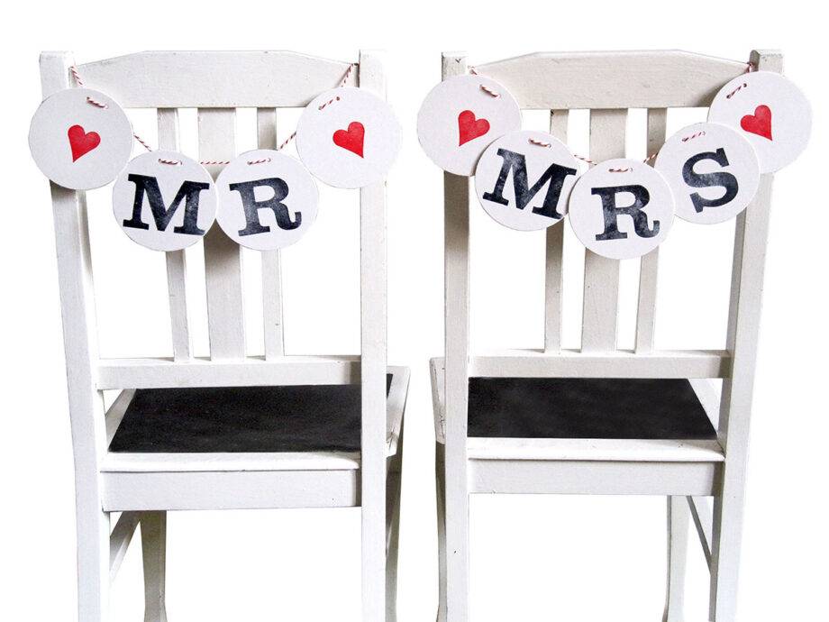 Renna Deluxe MR & MRS Stuhldeko Girlanden zur Hochzeit Bis zu 50% Rabatt