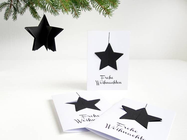 Renna Deluxe Frohe Weihnachten Karte mit Stern in schwarz
