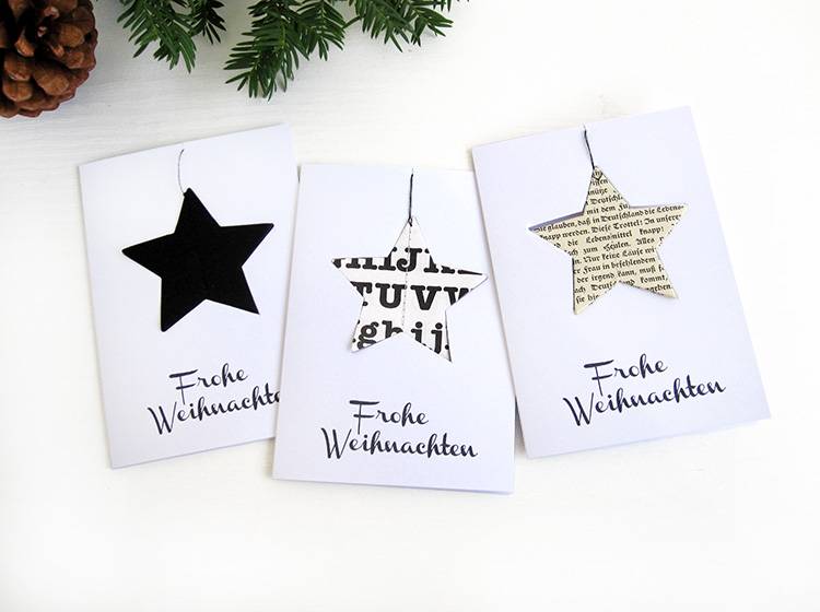 Renna Deluxe Frohe Weihnachten Karte mit Stern in schwarz Sonderangebot