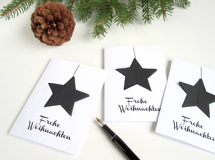 Renna Deluxe Frohe Weihnachten Karte mit Stern in schwarz Sonderangebot