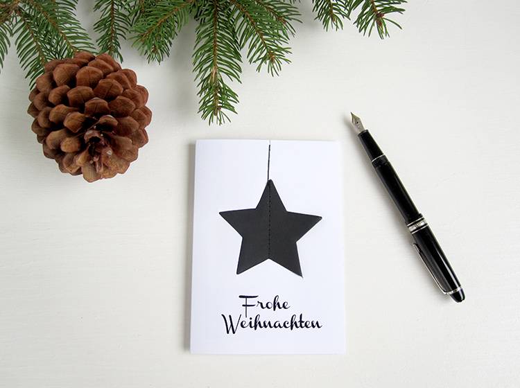 Renna Deluxe Frohe Weihnachten Karte mit Stern in schwarz Sonderangebot