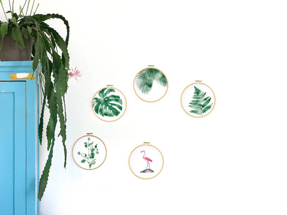 Renna Deluxe Monstera _ Bild im Stickrahmen Begrenzte Freigabe