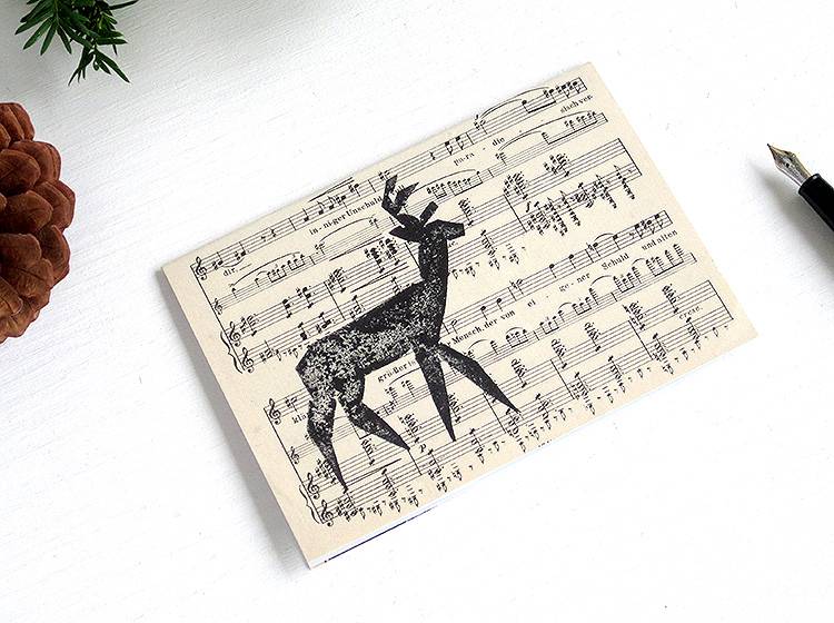 Renna Deluxe Klappkarte mit Hirsch auf Notenpapier Vierteljährliche Förderung
