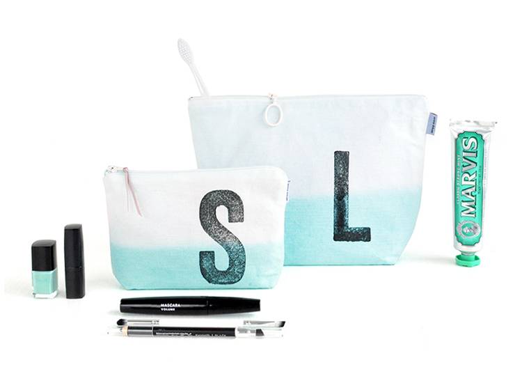 Renna Deluxe Schminktasche MINT mit Monogramm personalisiert Preisnachlass