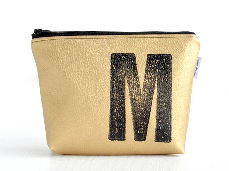 Renna Deluxe Kosmetiktasche Metallic GOLD personalisiert mit Monogramm Black Friday