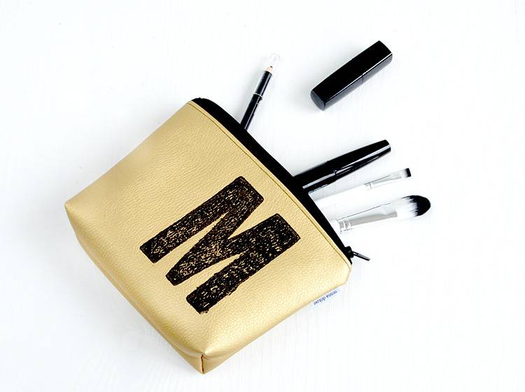 Renna Deluxe Kosmetiktasche Metallic GOLD personalisiert mit Monogramm Black Friday