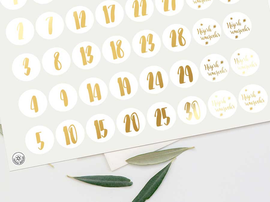 Renna Deluxe RAMADAN Kalender Zahlensticker in GOLD Große Rabatte