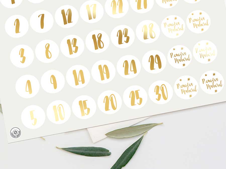 Renna Deluxe RAMADAN Kalender Zahlensticker in GOLD Große Rabatte