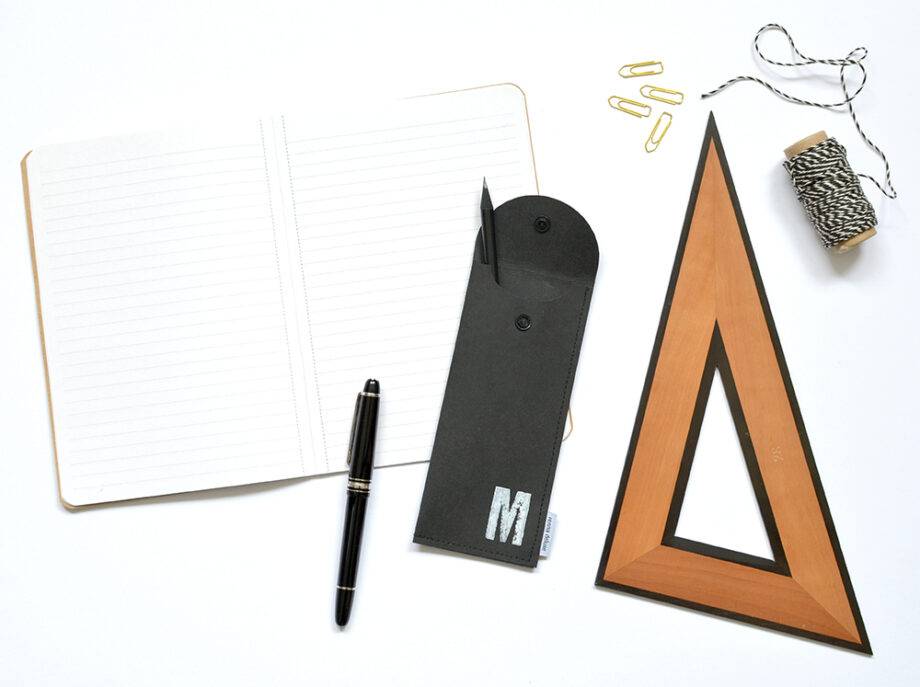 Renna Deluxe Graues Etui für Stifte mit Monogramm vegan Stifteetui Neueste Mode