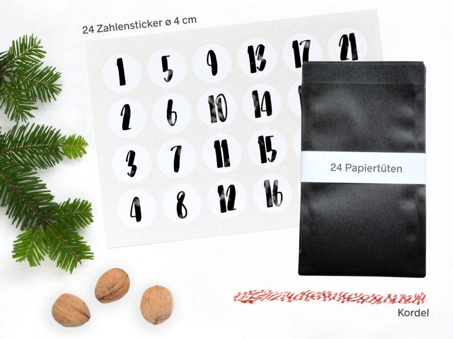 Renna Deluxe Adventskalender Schwarz mit Handlettering für Männer Letzte 2 Tage