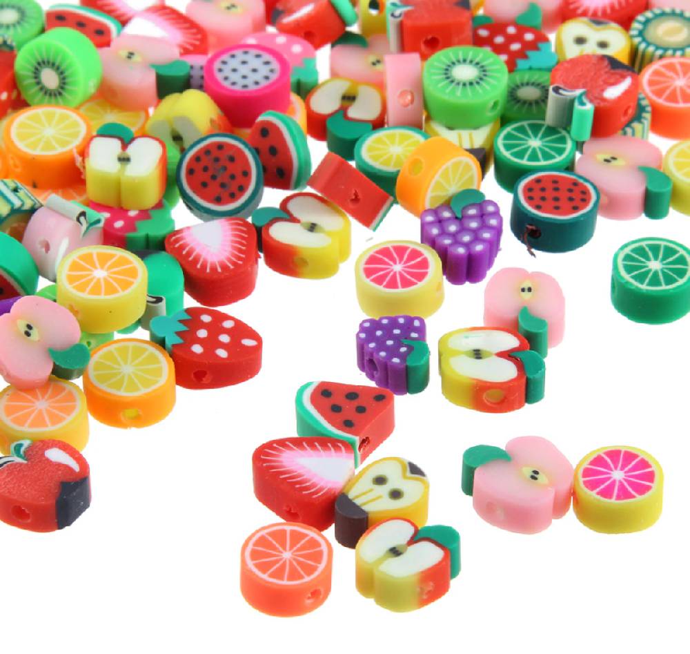 Sadingo Polymer Clay Perlen | 40 Stk., 10mm, Früchte Zeitlich begrenztes Angebot