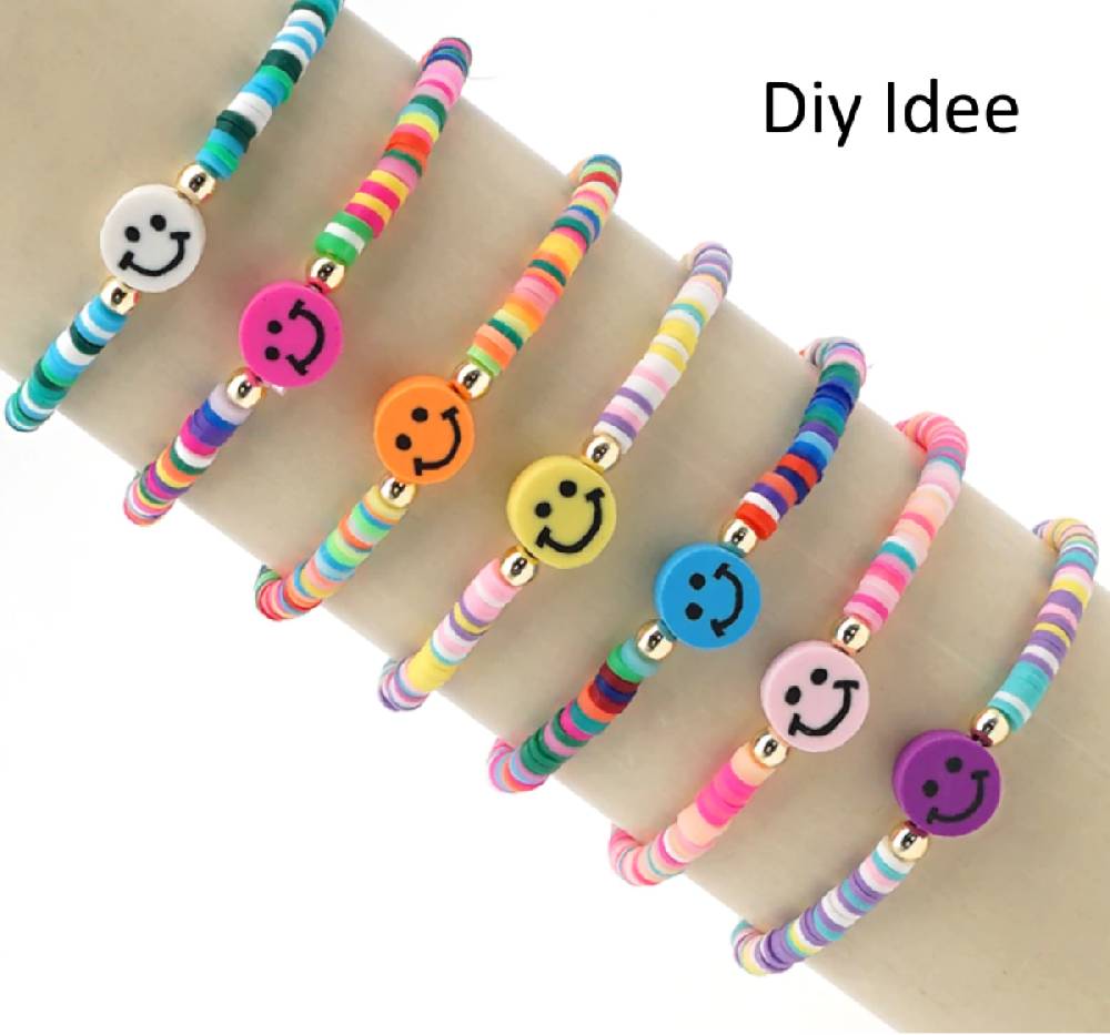 Sadingo Polymer Clay Perlen | 40 Stk., 10mm, Smileys Neuheiten