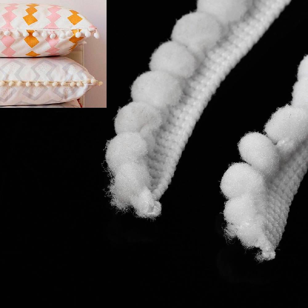 Sadingo Bommelborte Weiß 4,5 Meter, Breite 12mm, Pompomband Wochenangebot