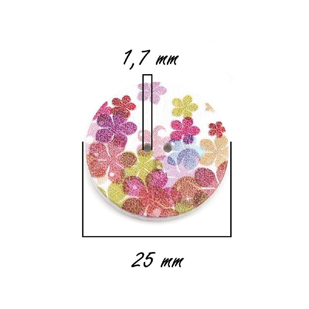 Sadingo Holzknöpfe Blumen Mix - 100 Stück - 25 mm online sichern Letzte 3 Tage