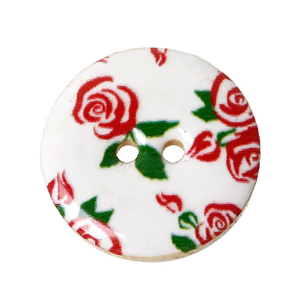 Sadingo Holzknöpfe - 20 Stk. - Ø 2,5 cm - Blumenmuster Bis zu 60% Rabatt