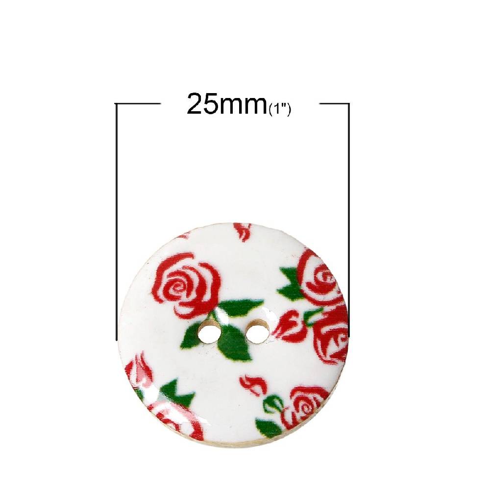 Sadingo Holzknöpfe - 20 Stk. - Ø 2,5 cm - Blumenmuster Bis zu 60% Rabatt