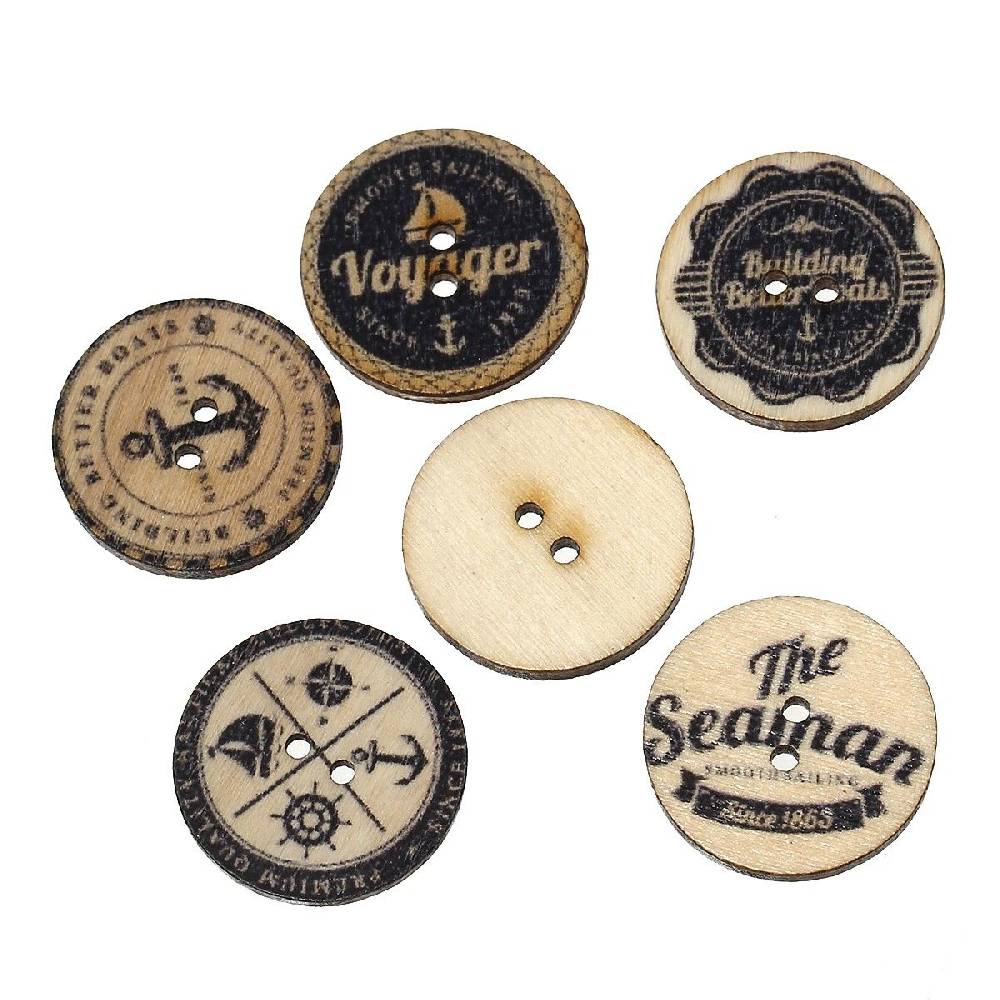 Sadingo Holzknöpfe - 20 Stk. - Ø 2,5 cm - Maritimer Mix