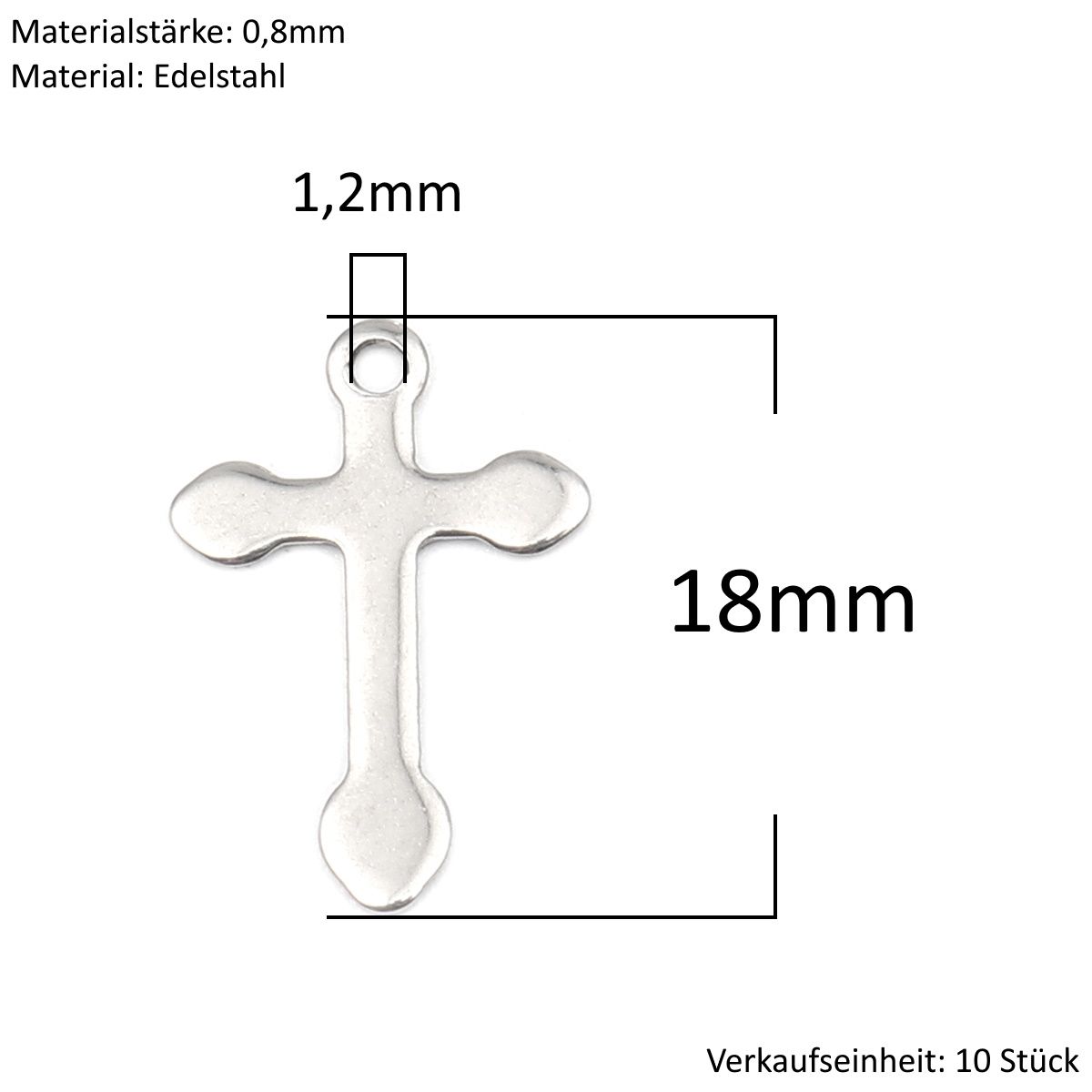 Sadingo Kreuz Anhänger Silber 10 Stück 12x18mm, Bastelbedarf Outlet