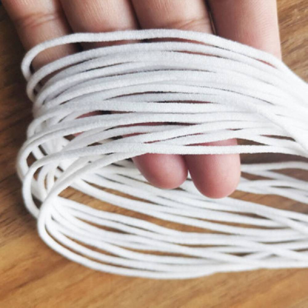Sadingo Elastische Schnur weiß, 100 Meter, weiches Band Schlussverkauf