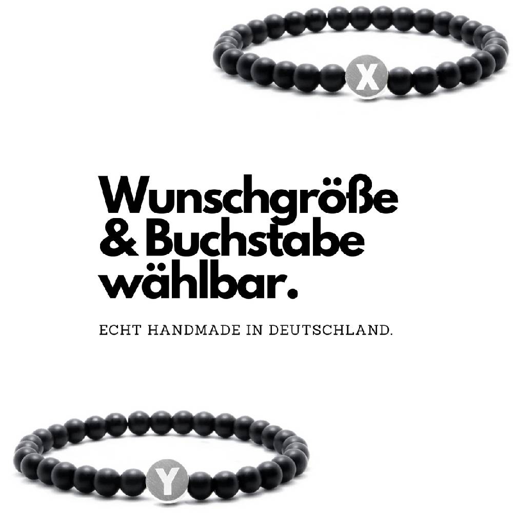 Sadingo Partnerarmband-Set aus schwarzen Natursteinperlen Vatertagsangebot