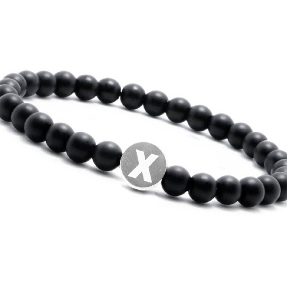 Sadingo Partnerarmband-Set aus schwarzen Natursteinperlen Vatertagsangebot