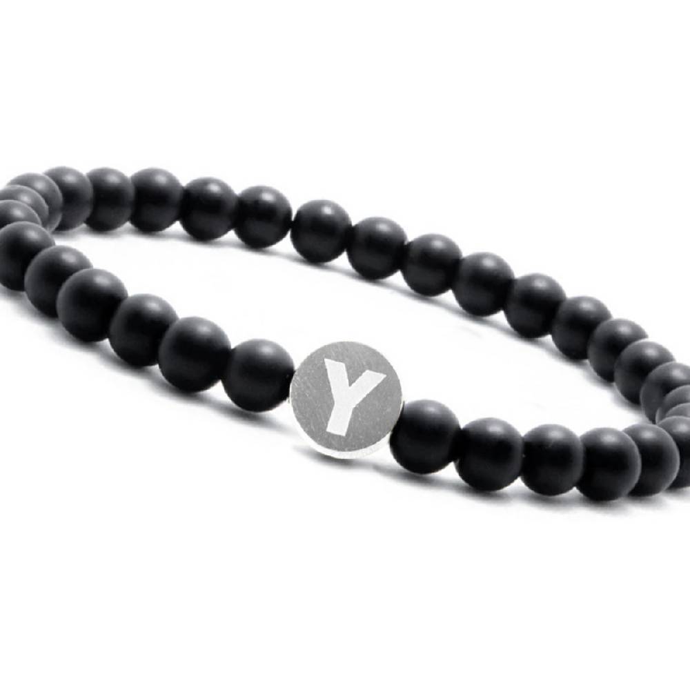 Sadingo Partnerarmband-Set aus schwarzen Natursteinperlen Vatertagsangebot