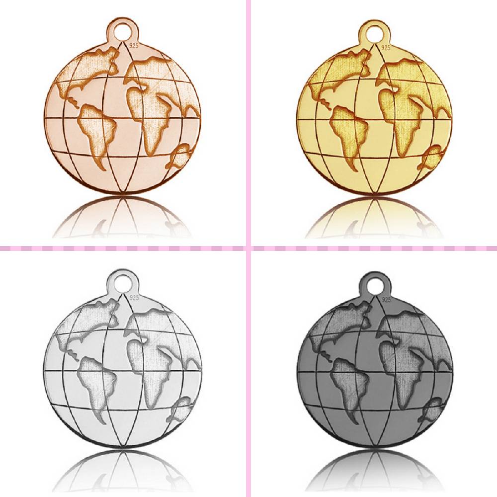 Sadingo Sterling Silver 925er Anhänger Globus Charm Globe Letzter Tag