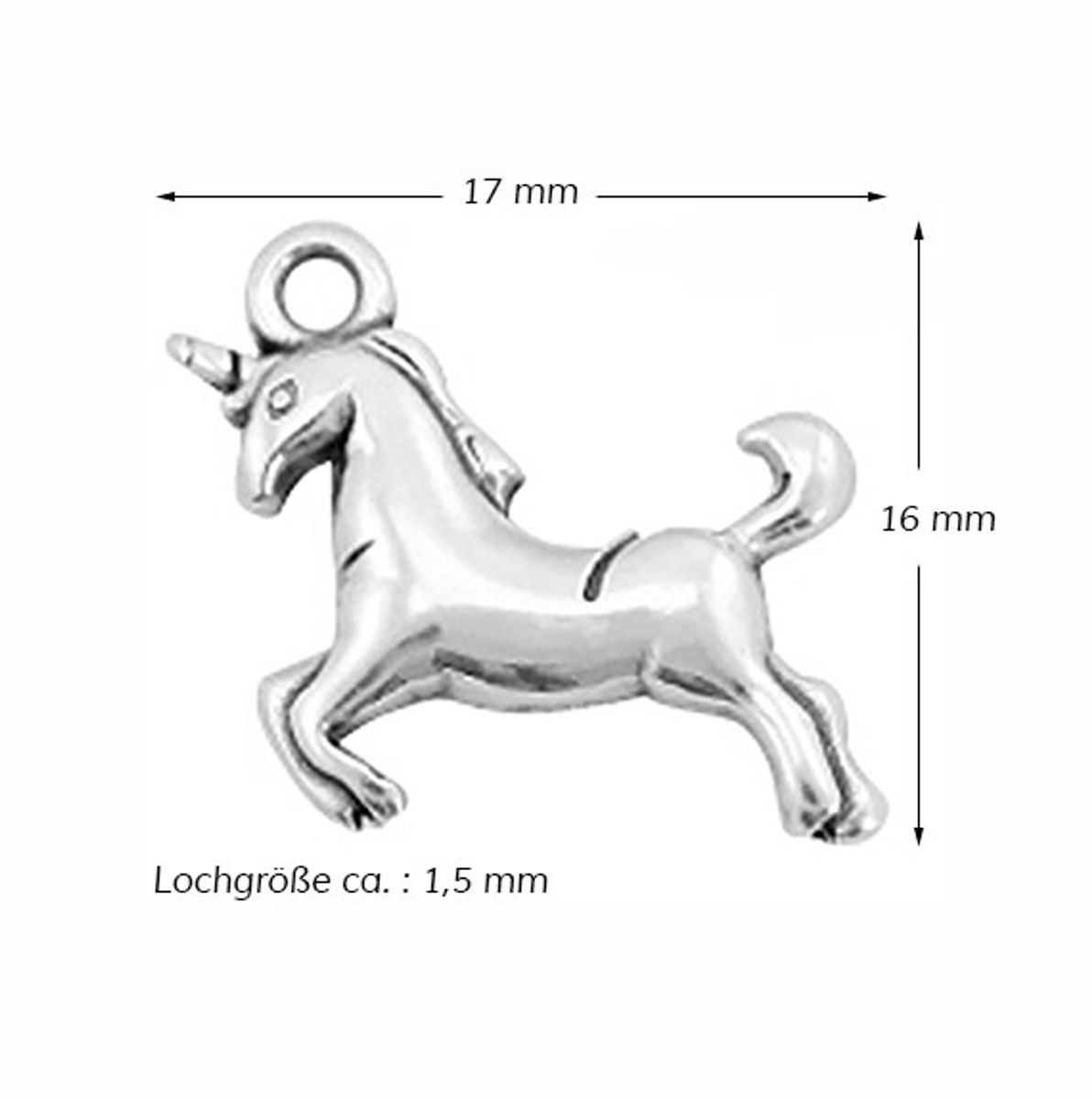 Sadingo Anhänger Einhorn aus Metall, 17 x 16 mm 1 Stück Rabatte dieses Monats