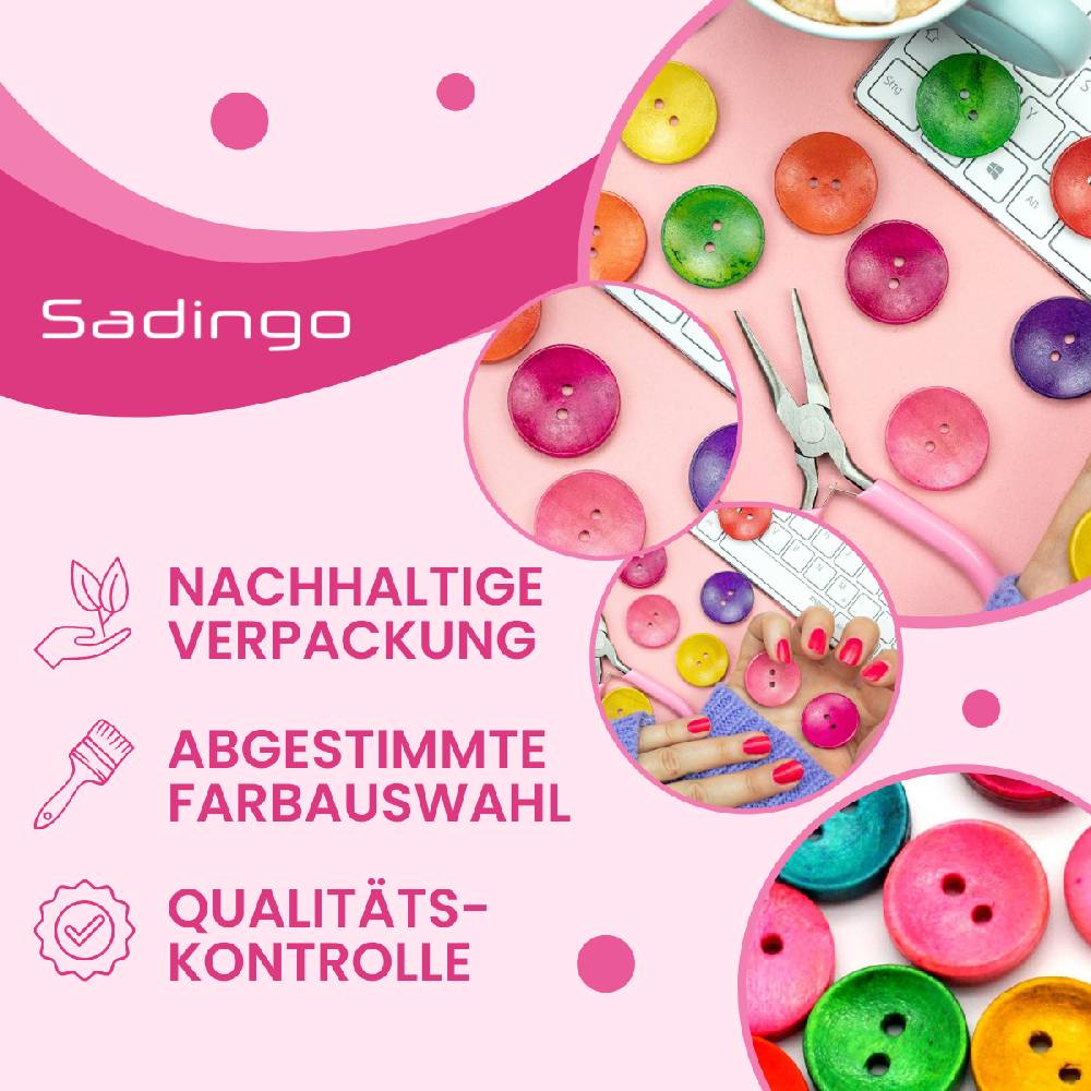 Sadingo Holzknöpfe zum aufnähen, 50 Stück-Ø 3 cm, bunter Mix Schlussverkauf