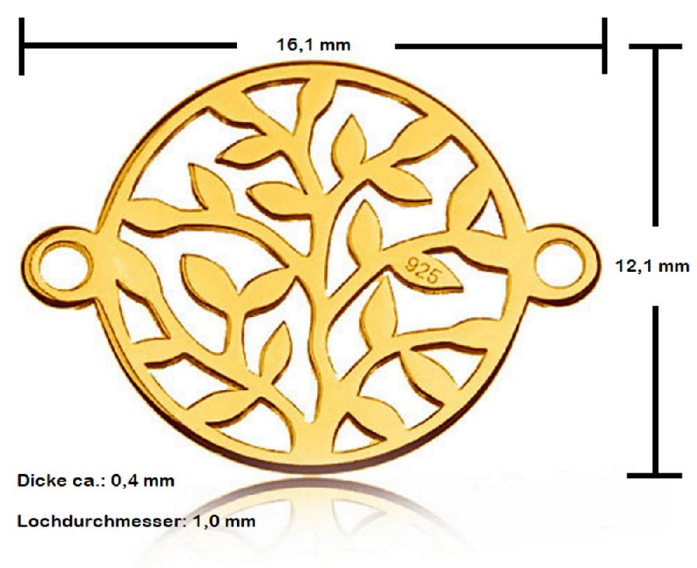 Sadingo Schmuckverbinder Lebensbaum | 12,1x16,1 mm Fabrik Onlineshop