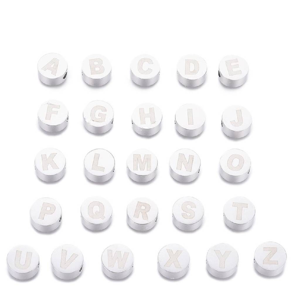 Sadingo Buchstabenperlen Edelstahl 2 Stück 10mm, Buchstabe wählbar Heißer Verkauf