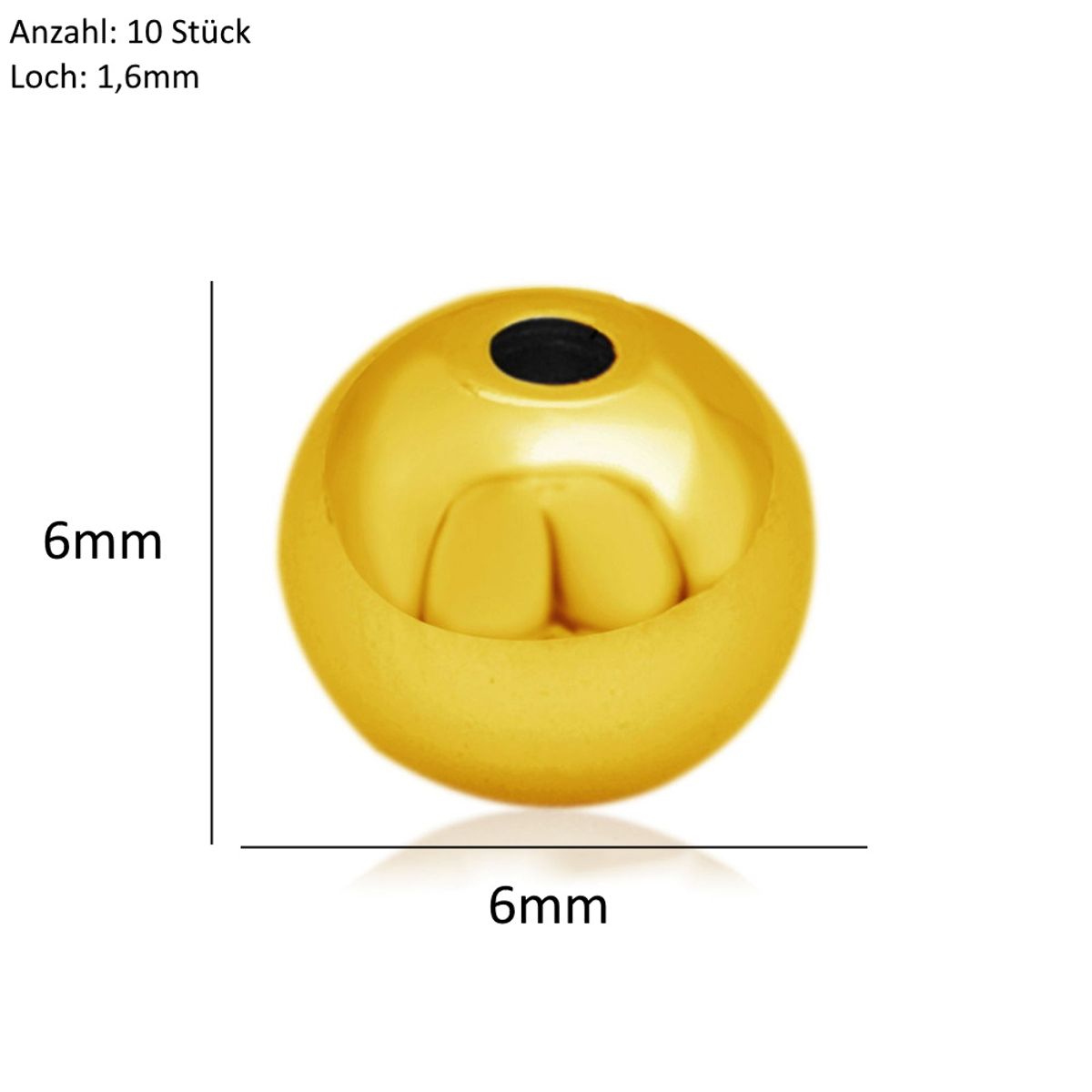 Sadingo Metallperlen | Edelstahl-Perlen, 6mm, 10 Stück Top Angebot