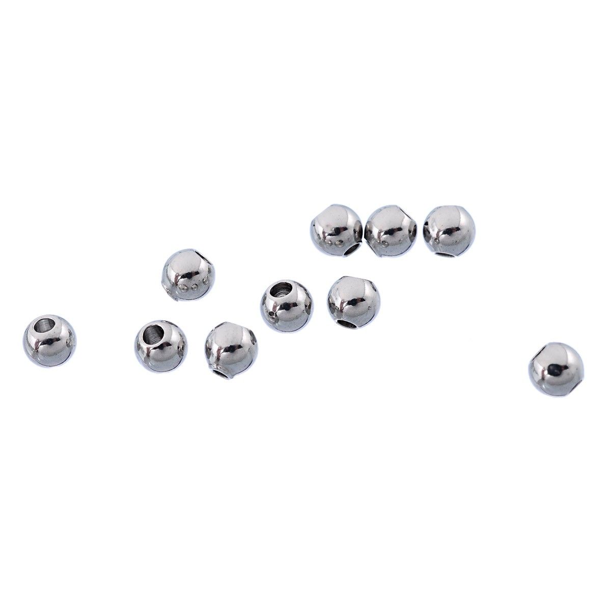 Sadingo Metallperlen | Edelstahl-Perlen Silber, 3 mm, 50 Stück Große Rabatte