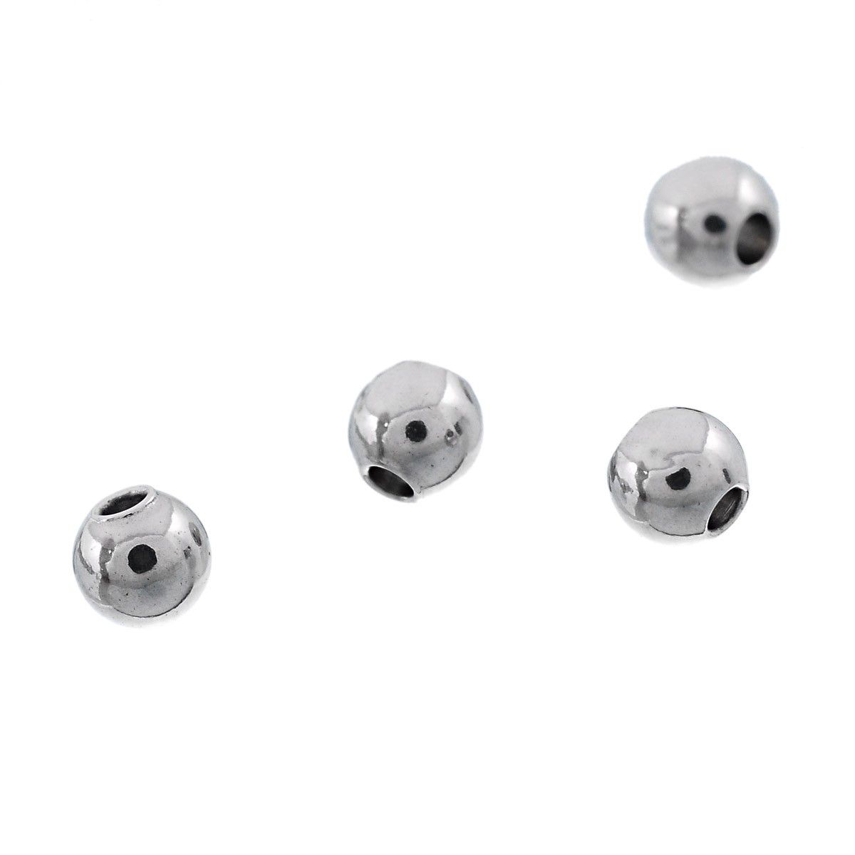 Sadingo Metallperlen | Edelstahl-Perlen Silber, 3 mm, 50 Stück Große Rabatte
