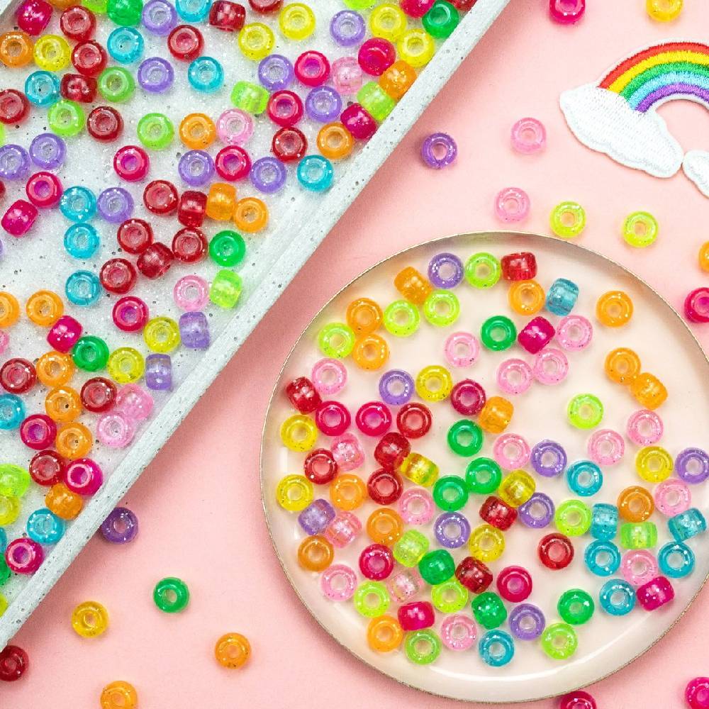 Sadingo Acrylperlen Glitzer | 500 Stk., 9 x 6 mm Neuheiten