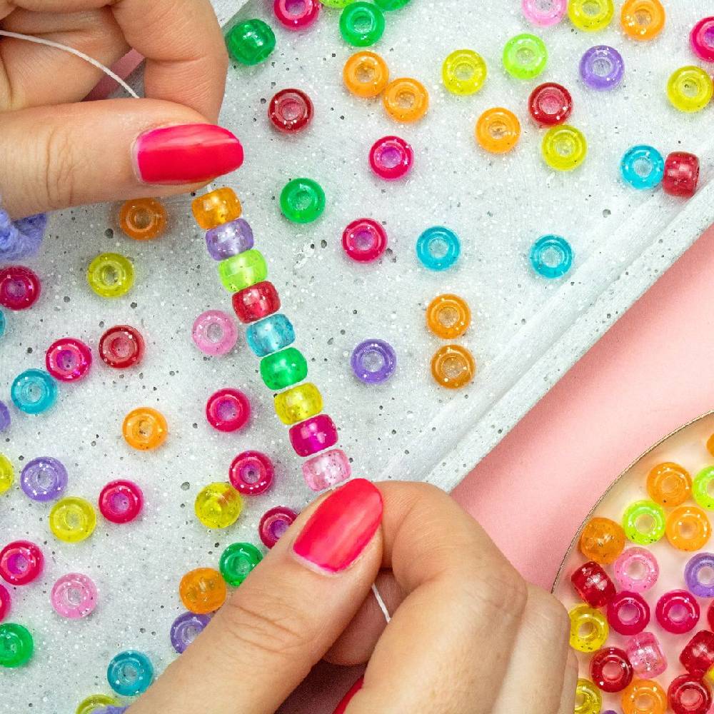 Sadingo Acrylperlen Glitzer | 500 Stk., 9 x 6 mm Neuheiten