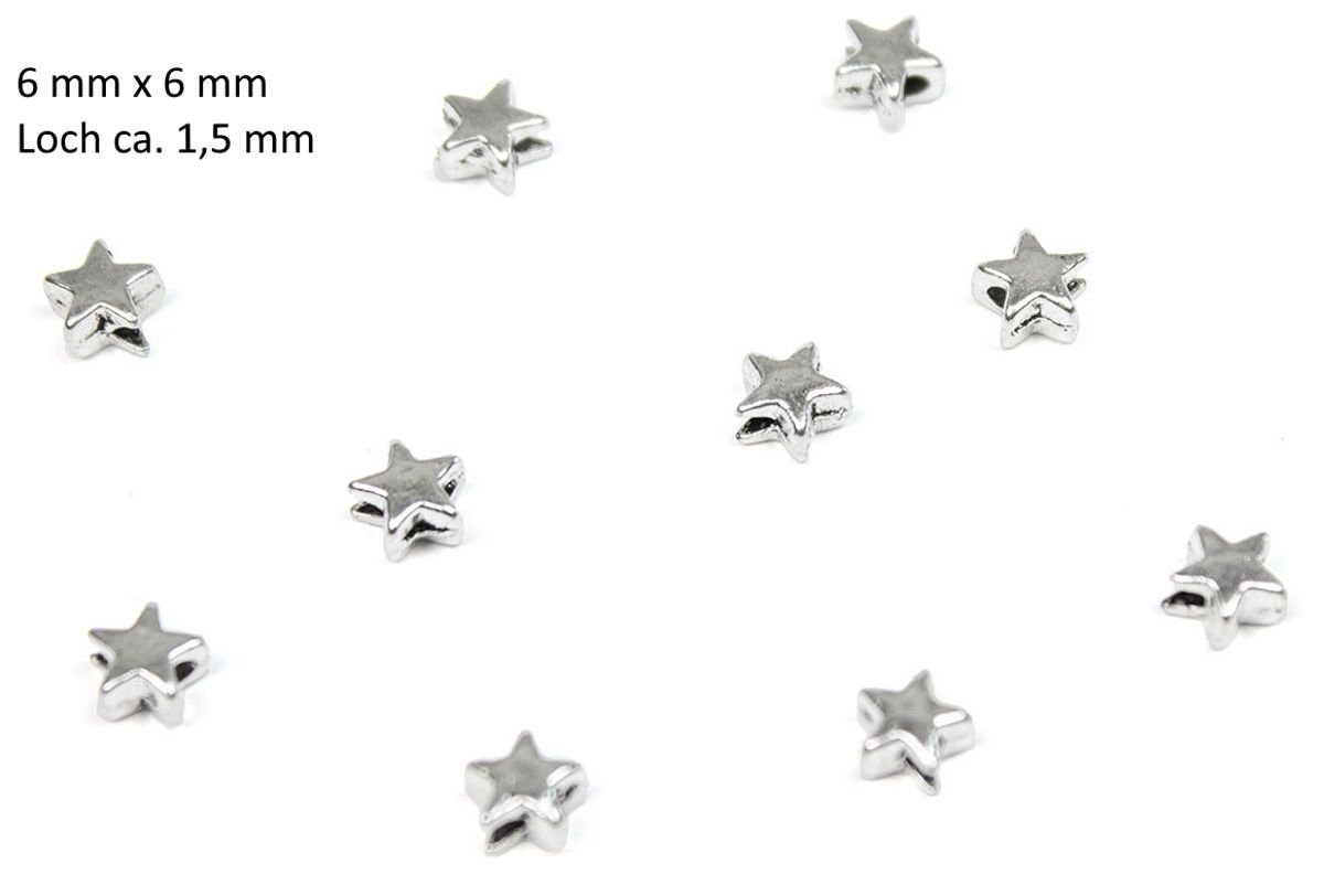 Sadingo Metallperlen Sterne | 50 Stk. - 6x6 mm Räumungsverkauf